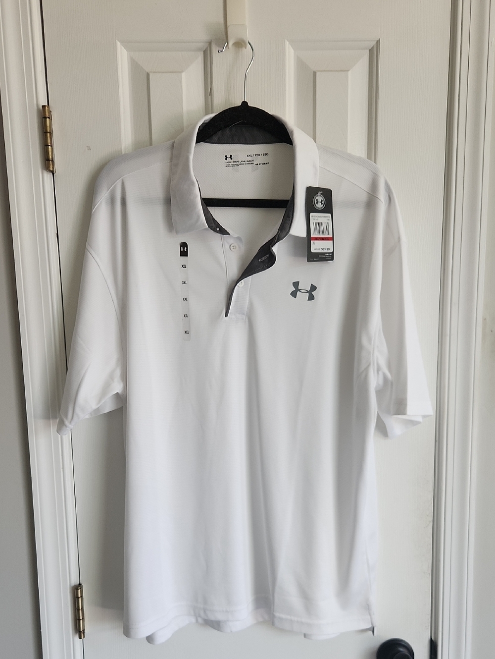Under Armour White Polo with Gray Contrast Collar